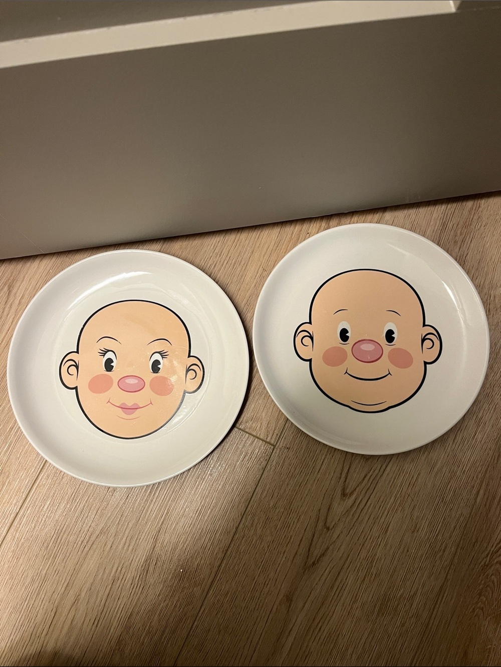 Fred Plays with his Food Cute Character Face Ceramic Plates - Set of 2